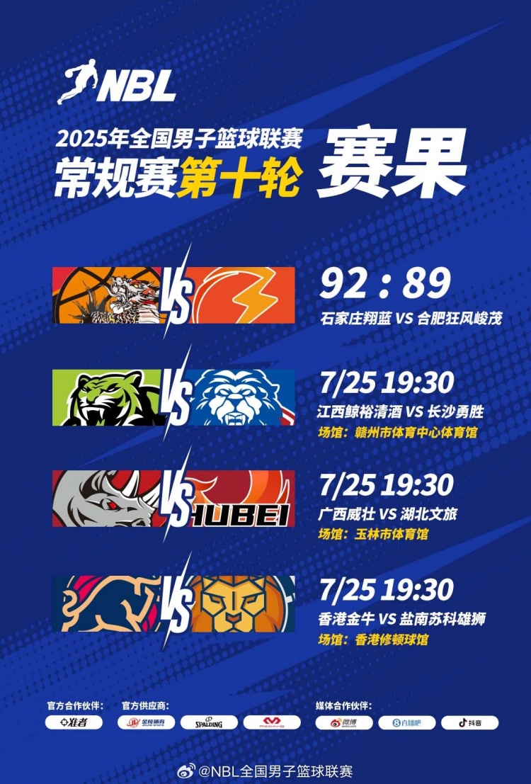 🏀NBL战报-石家庄3分险胜合肥 沃伦22+11+7 热甫卡提江19+9
