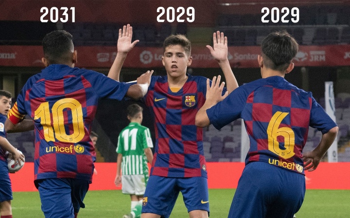 红蓝未来！拉玛西亚18岁三杰：亚马尔2031，库巴西+伯纳尔2029